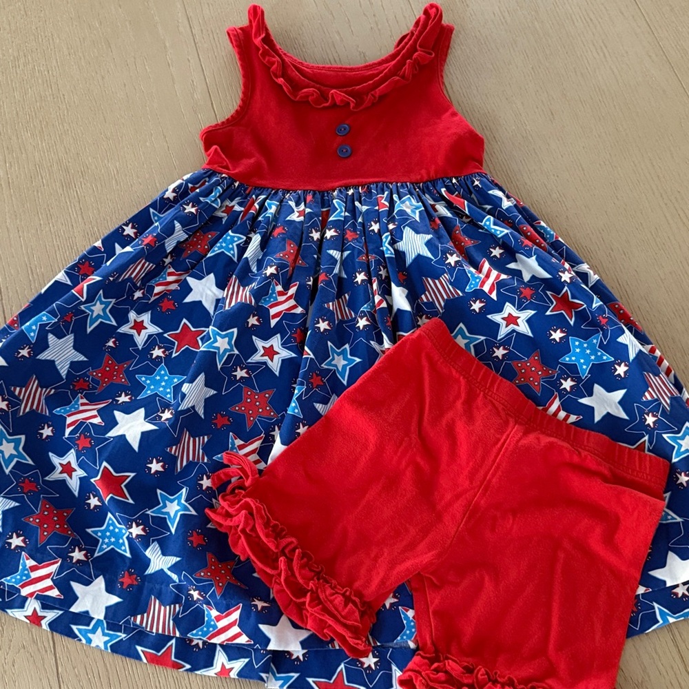 Eleanor Rose Patriotic Dress and Ruffle Shorts